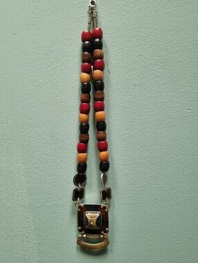 Upcycled | Upcycled Passions Necklace With Wood Beads And Silver Tone